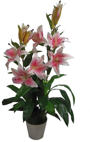 Leaf Design UK - Árbol de Flores Artificiales realistas, 90 cm, diseño de Lirio Rosa