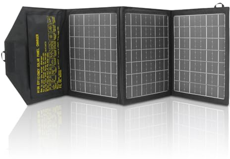 21W Cargador Solar Portátil, Cargador de batería Solar Plegable 3 Paneles Impermeable, con Puertos USB duales para Camping, iPhone, iPad, Samsung Galaxy LG teléfonos móviles y Dispositivos