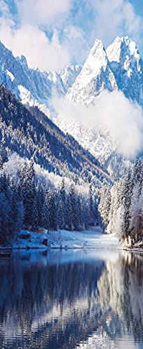 A.Monamour Türtapete Selbstklebend Türfolie Türposter 3D Winterlandschaft Mit Bergen Und Gletscherseen Vinyl Folie Türdeko Tapete Wandbild Türaufkleber Türtattoo 77 x 200 cm
