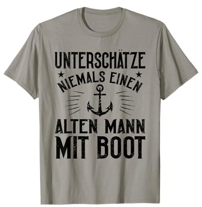 Alter Mann Mit Boot Anker Boot Segler Segeln Kapitän T-Shirt