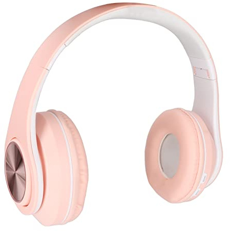 Active Noise Cancelling Headphones,Bluetooth 5.0 Foldable Wireless Over Ear Headphones,RGB Colorful Light Headset,PU Leather Earmuffs Earphone,for Boys,Girls(Pink)