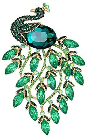 Generisch Brosche Damen grüner Pfau Schmuck Legierung Party Corsage Tier Pin Vintage Brosche Übergroße Brosche (Green, One Size)