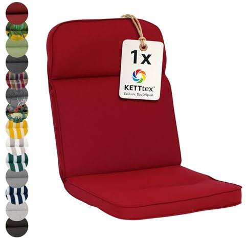 KETTtex EXKLUSIV Auflage Niederlehner rubinrot I Gartenstuhl Polster 100x50x7cm I hochwertige und Pflegeleichte Sesselauflage I Wetter- und formbeständige Stuhlauflage I KTH3 Sitzauflage