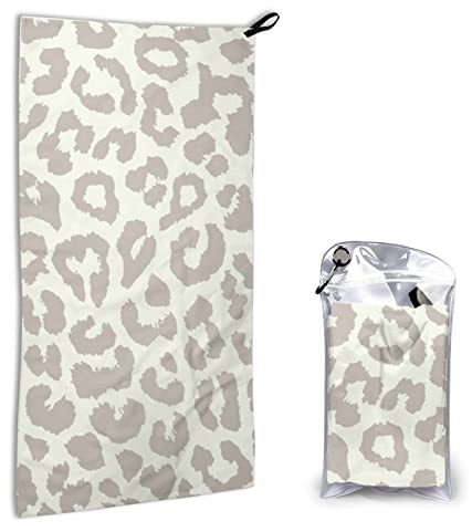 Schnell trocknendes Handtuch mit Tasche – braunes Muster, Leopardenmuster, super saugfähig, Mikrofaser, Reise-Sporthandtücher, 40 x 80 cm