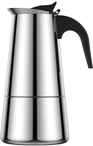 Ghopy Moka Pot Stovetop Coffee Maker Stainless Steel Stovetop Espresso Makers 200ml/4 Cup(Espresso Cup=50ml) Portable Cafe Maker for Induction Cookers Stovetop Home Camping