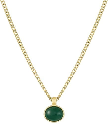 Ubud Halskette mit Naturstein Anhänger 14K vergoldet Edelstahl