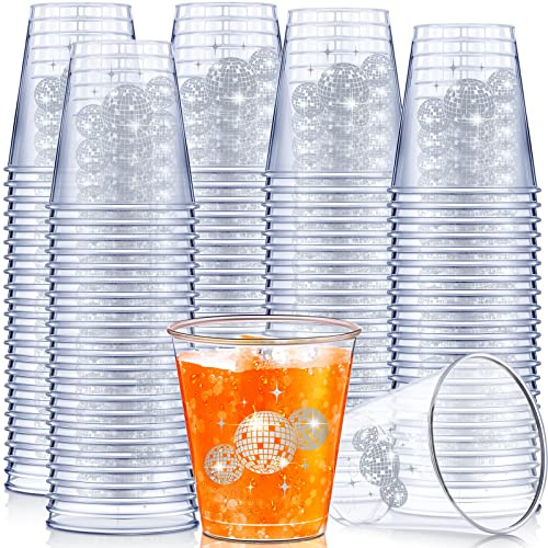 Lallisa 100 Pcs Disco Ball Plastic Shot Glasses 2oz mini Clear Disposable Cups Disco Party Supplies Cups for Shots, Wine, Whiskey Tasting, Pudding, Bachelorette Elegant Parties (Disco Ball)