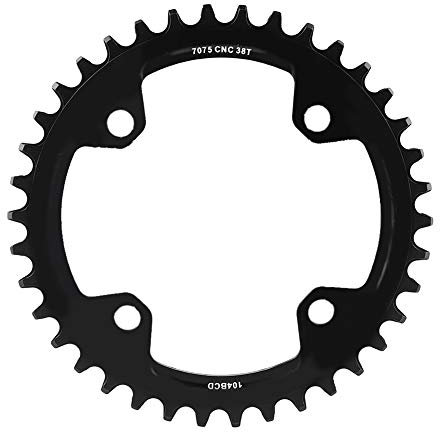 KIMISS 32 34 36 38T Bcd 104, Bike Steel Single Crank Chain Bcd Chainring Mountain Narrow Wide Ring Repair Parts (Red 34T) (Black)
