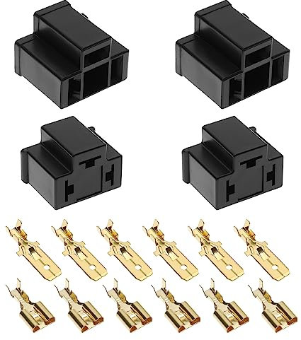 ECSiNG 4 Stück H4 Scheinwerfer Stecker Ersatz H4 Birne Reparatur Halter Stecker 3-Pin Weiblich und Männlich Stecker Auto Zubehör