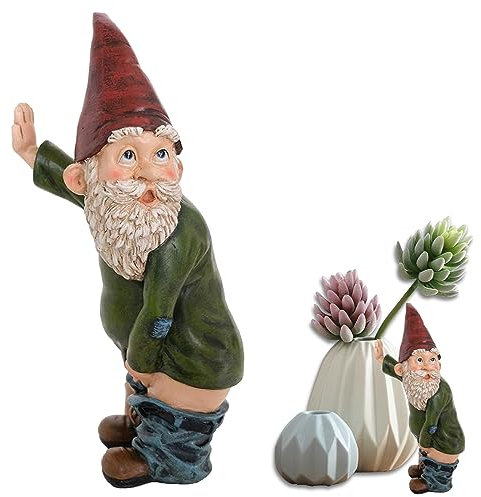 CHmiss Gartenzwerg Ornament - Frecher Harz Zwerg Figur, Lustige Große Gartenfigur für Draußen, Dekofigur für Büro, Wohnzimmer, Garten, Park