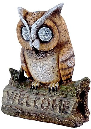 OSALADI Lampe Hibou Solaire Exterieur Applique Murale Résine Lampe De Jardin Décorative Étanche