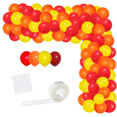 Lot de 122 guirlandes de ballons rouges, jaunes, oranges, pour anniversaire, Noël, mariage, pompier, décoration d'anniversaire