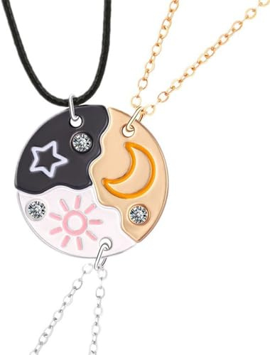 JRYXDS Collana Amicizia a Tre Collana Donna Argento Collane Per Sempre Migliori Amici Per Ragazze Cristallo Ciondolo Stella Mezzaluna Sole dell per 3 per Regalo Donna Laurea Compleanno Regali Amica