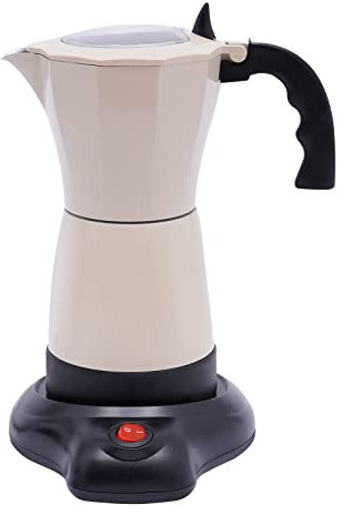 LOIRIIC Caffettiera Elettrica 300ml Macchina Caffettiera Elettrica Caffettiera Espresso 6 Tazze Italia Moka Brocca 480W Macchina Espresso (Bianco Panna)