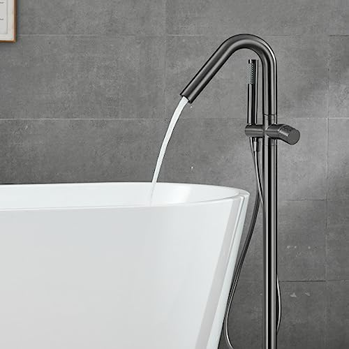 Robinet Baignoire Ilot Pivotant À 360° 2 Modes Mitigeur De Baignoire Sur Pied Avec Douchette,gris