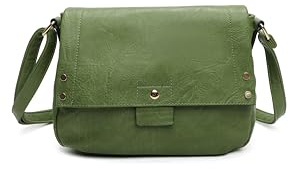 ALEXANDER MILANO Bolso bandolera con solapa para mujer de cuero sintético, multicompartimentos, espacioso y ligero (GREEN)