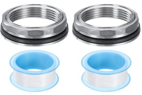 QUARKZMAN 2pz Raccordo a Parete 1-1/2 Femmina Acciaio Inossidabile 304 Connettore Serbatoio Acqua Adattatore Serbatoio Acqua Raccordo a Tubo con Nastro Tenuta per Serbatoio Acqua Vasca