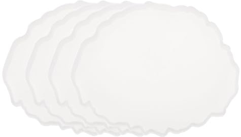 QUARKZMAN 4pz Sottobicchiere Silicone Stampi per Epossidico Resina Ovale Agata Geode Epossidico Resina Stampi per Creazione Fai Da Te Progetti Tazze Stuoie Candele Casa Decorazione Bianco