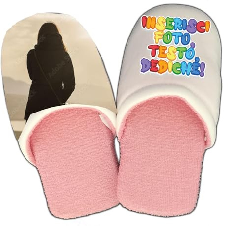 Generico Pantofole Calde Ciabatte in Spugna Per Donna Personalizzate con Foto Testo Scritte 36 37 38 39 40 41 42 43 44 45 Idea Regalo lei