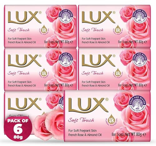 LUX Pink Soft Beauty Soap Bar - Indulgent Skincare for Face, Hands & Body - Enriched for Smooth, Radiant Skin - Gentle Daily Bath & Shower Soap w/Fresh Fragrance - Men & Women - 80g x 6