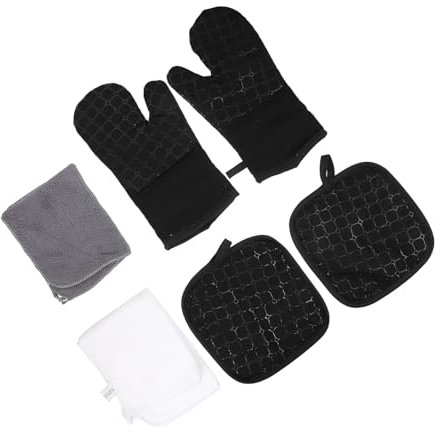 Cabilock 2sets Quality Material Oven Mittens Heatproof Double Cooking Baking Gloves Hanging Rope