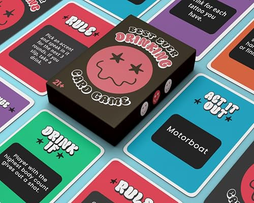 Best Ever Drinking Card Game - Collection of Epic Drinking Games - Challenges, Act It Out, Dares, Rules and Drink If Cards - Fun College Games for Parties - Kings Cup Adult Party Games for Game Night