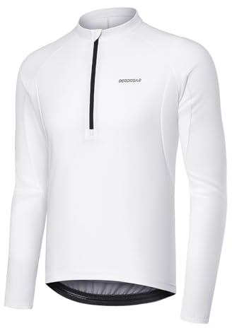 BERGRISAR Halb-Reißverschluss Radtrikot Fahrradtrikot für Herren Langarm MTB Mountainbike Trikots Loose-fit