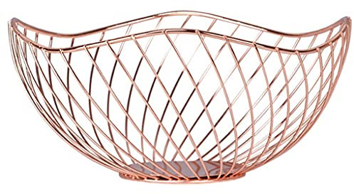 ZDEZHI Fruit Bowls for Kitchen Iron Fruit Bowl Basket Stand Metal Wire Fruit Snack Tray Rose Gold Storage Holder for Kitchen Home Decoration Baskets for Bread
