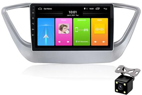 ZhiQin 2+32g carplay,Autoradio Android 12 Stereo Auto Radio GPS Navigation per Hyundai Verna Solaris 2012-2018 9 Pollici Bluetooth Ricevitore FM Supporto WiFi/SWC/2 Porte USB+Fotocamera Posteriore