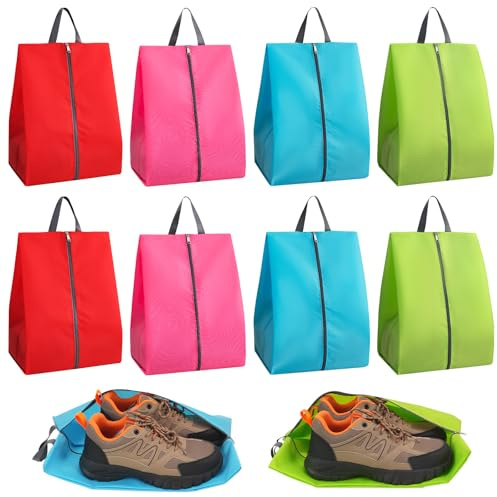 X-BLTU 8 Stück Schuhbeutel Reise, 42 * 24cm Groß Schuhtasche zur Aufbewahrung, Wasserdicht Staubdicht Schuhsack mit Reißverschluss und Griff, Shoe Bag Tanzschuhtasche Reisezubehör für Männer Frauen