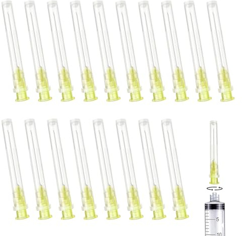 SJUNJIE Edelstahl Abgabe Tube für Flüssigkeiten 100 Stück 20G(0.9mm x 38mm) | Einzeln Verpackt Haushalt Industrie Laborzubehör für Nachfüllen Liquid Tinten Klebstoff Hobby und Heimwerk