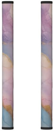 Set di 2 coperture per maniglie del frigorifero con stampa marmorizzata rosa e blu, per tenere frigorifero, microonde, lavastoviglie, forno da macchie di impronte digitali