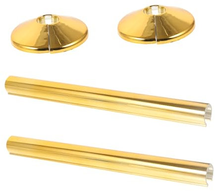 HOMSFOU 2 Sets Gold Radiator Pipe Covers and Decorative Radiator Collar Escutcheon Plates for Heating Pipe Hole Protection and Aesthetic Plumbing Sleeve 15mm Diameter 15x200mm Length