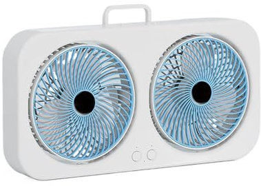 Generico Ventilatore Da Scrivania,Raffreddatore ad Aria con Doppia Testa - Ventilatore USB Ricaricabile Appendibile Silenzioso per Campeggio Viaggio Spiaggia Palestra