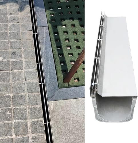 Kit de drainage à rainure linéaire en acier inoxydable pour garage et terrasse 14 x 15 x 100 cm