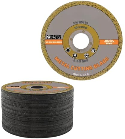Dischi da Taglio Set 50 pz, Diametro 125 x 1 mm, Disco Abrasivo per Ferro Metallo Acciaio per Smerigliatrice Angolare, Velocita' Rotazione 12200 RPM