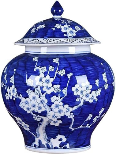 WEYFH Blau-weiße Porzellanvasen, Vase, Keramik-Blumenvase, blau-weißes Porzellan, Keramik, handgefertigt, Blumenvase, Blumentopf, China, groß, Ming-Stil, antik, dekorativ