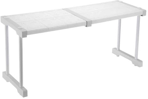 HARFINGTON Expandable Cabinet Tension Shelf 18.5 to 26.77 Adjustable Cabinet Organizer 32 x 9.45 Flower Pattern Table Storage Rack for Wardrobe Cupboard Kitchen Bedroom