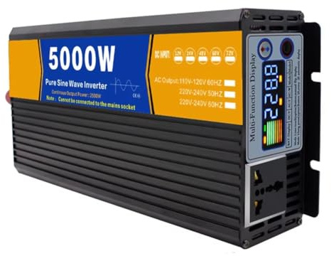HYZHANHONG 48V to 220V,Onduleur sinusoïdal Pur 12 V 24 V 48 V 60 V 72 V CC vers 110 V 220 V CA, convertisseur de Puissance pour Camion, Camping-Car, onduleur Solaire Hors réseau (5 000 W)