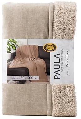 Gözze - Chenille Wohndecke Paula, Luxuriöse Kuscheldecke mit weicher Rückseite, 100% Polyester-Mikrofaser, 150 x 200 cm - Stein