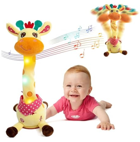 Musical Giraffe Toy, Sings, Dances & Repeats What You Say, Light up Energetic Twisting Dance, Dancing Talking Giraffe Toy, Shining LED Lights, Interactive Voice Imitation