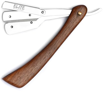 Cut Throat Razors Straight Edge Razor for Beard and Moustache Barber Cutthroat Razors Shavette Barber Tool Barber Accessories for Professional and Home Use Stainless Steel (Wood)