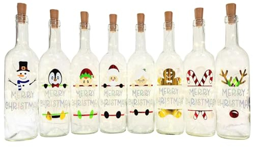 Personalised Christmas Light Up Led Wine Glass Bottle, Novelty Secret Santa, Festive Funny Gifts for Her Him Women Men, Work Colleague Bestie, Xmas Stocking Filler, Reindeer, Penguin, Elf, Snowman