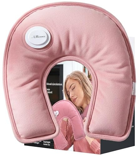 UR CHOICE Rechargeable Electric Neck and Shoulder Hot Water Bottle, U Shaped Soft Fast Heating Heat Pad for Pain, Stress Relief and Relaxation, Portable Neck Heating Wrap for Massage, Pink