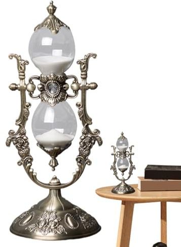 Reloj de Vintage – Tamaño 21,6 X 8,4 X 8,4 Cm, Temporizador Decorativo, Construcción De Vidrio | 15 Minutos Duración De, Decoración del Casa, Retro para Mejorar Dormitorios De