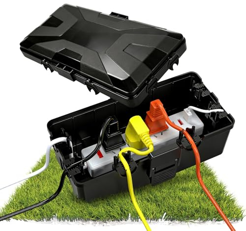 Kabelbox Wasserdicht, Außenbereich für IP54, Kabelsicherheitsbox Wetterfeste mit Schutzabdeckung, Wasserdichte Kabelbox Outdoor zum Schutz von Verlängerungskabeln Steckdose Lichter