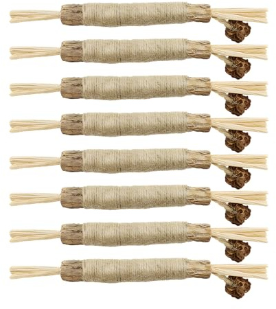 8 Stück Kausticks Katzen Matatabi Sticks Raffia Natur Katzenminze Holz