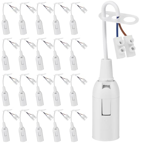 QZYIPI 20 Stück E14 Lampenfassung mit Kabel, Baufassung & Ersatzfassung E14, Kompatibel mit LED, Halogen & Glühlampen, ideal für Renovierung, Baustelle, Wohnzimmer, Küche, Schlafzimmer, Weiß