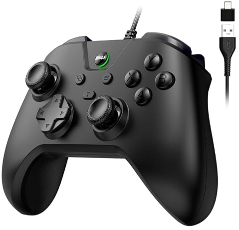 Megadream Controller cablato per Switch 2|1/PS4/PS3/PC/controller di gioco Android, frequenza di polling 1000Hz, cavo USB 2M, adattatore USB C, joystick ergonomico con funzione Turbo, doppia