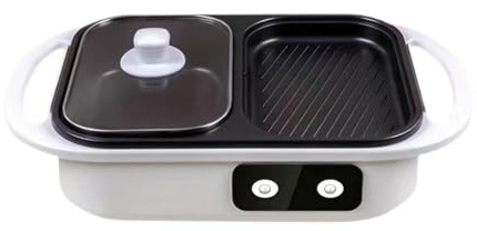 Baoblaze Pentola elettrica con Grill, pentola Shabu e Piastra 2 in 1, Cottura Rapida, Doppio Interruttore, Ideale per Feste in Giardino e grigliate di Carne.
